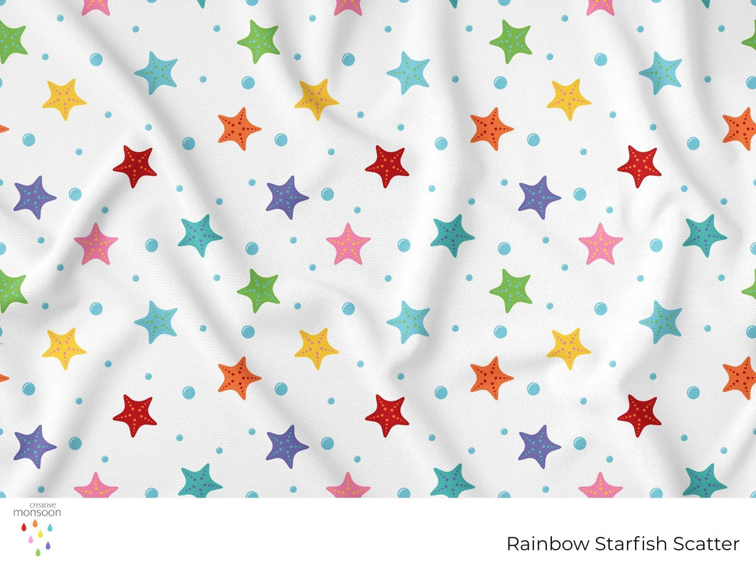 Rainbow Starfish Surface Pattern Design for Children's Products and Coastal Interiors