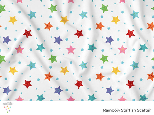 Rainbow Starfish Surface Pattern Design for Children's Products and Coastal Interiors