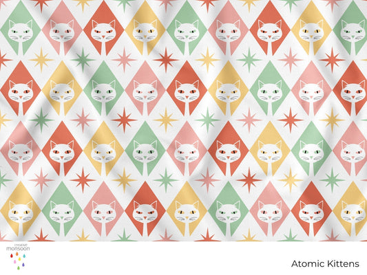 Atomic Kittens Mid Century Surface Pattern Design for Fabric, Homewares and Product Design