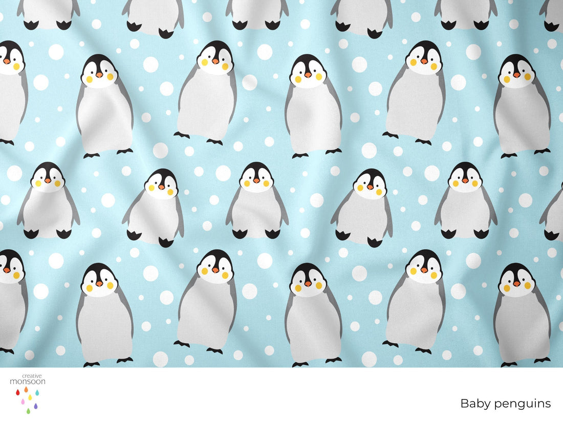 Baby Penguins Surface Pattern Design for Fabric, Baby Products and Homewares
