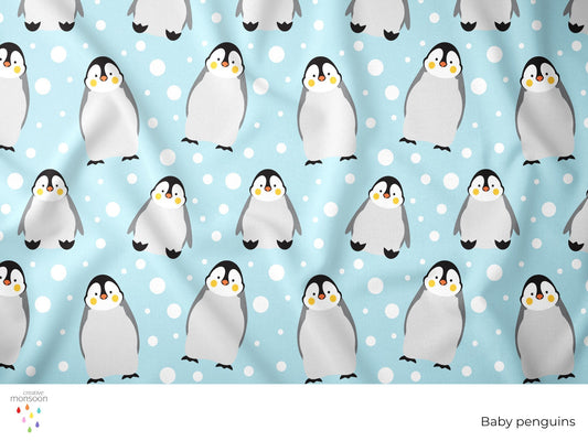 Baby Penguins Surface Pattern Design for Fabric, Baby Products and Homewares
