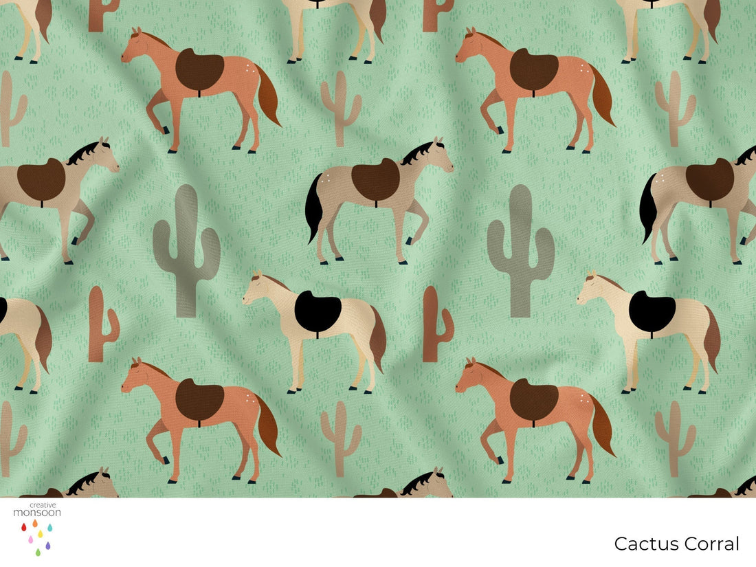 Cactus Corral Surface Pattern Design for Fabric, Kids Products and Homewares