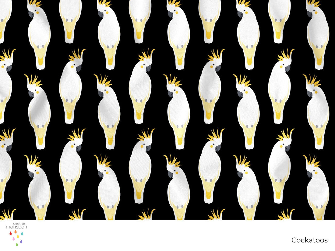 Cockatoos Surface Pattern Design for Fabric, Homewares and Australian-Inspired Products