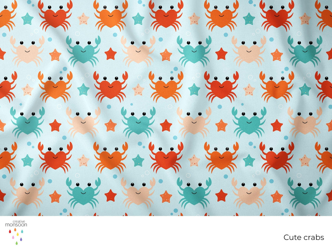 Cute Crabs Surface Pattern Design for Fabric, Kids Products and Homewares