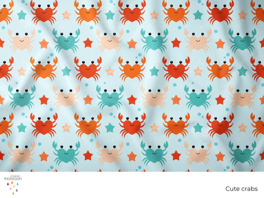 Cute Crabs Surface Pattern Design for Fabric, Kids Products and Homewares