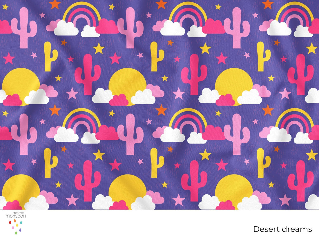 Desert Dreams Surface Pattern Design for Fabric, Kids Products and Homewares