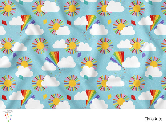 Fly a Kite Surface Pattern Design for Fabric, Kids Products and Homewares