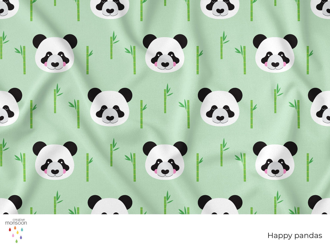 Happy Pandas Surface Pattern Design for Fabric, Kids Products and Homewares