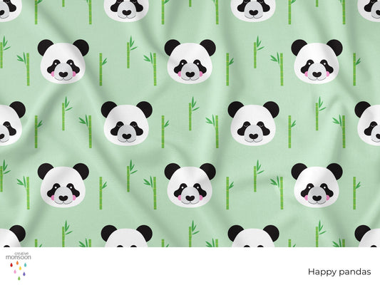 Happy Pandas Surface Pattern Design for Fabric, Kids Products and Homewares