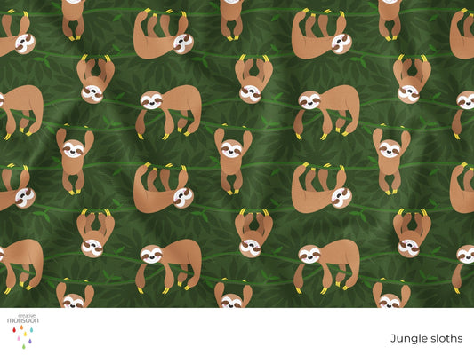 Jungle Sloths Surface Pattern Design for Fabric, Kids Products and Homewares