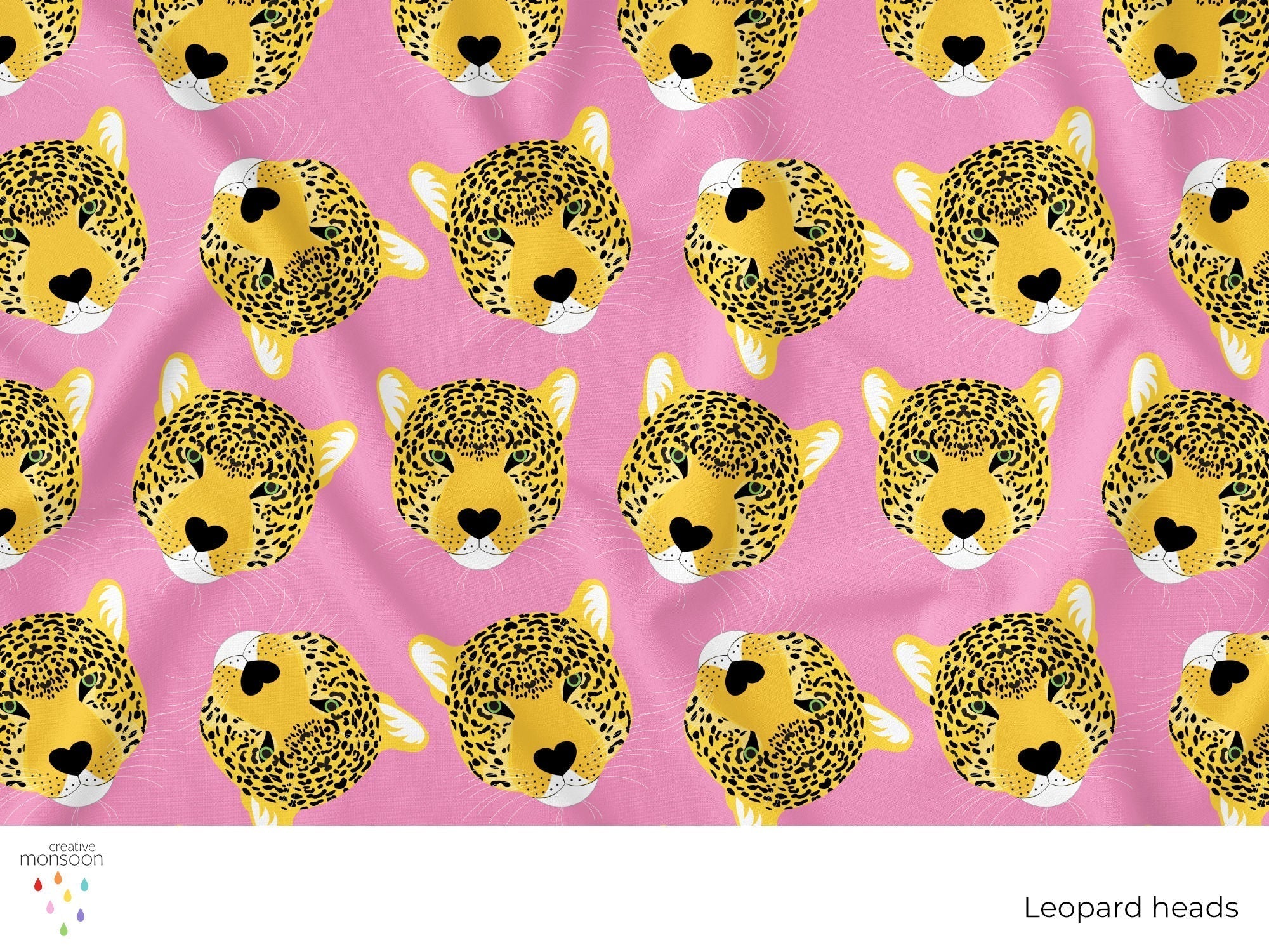Leopard Heads Surface Pattern Design for Fabric, Fashion and Homewares ...