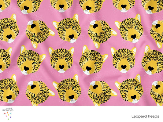 Leopard Heads Surface Pattern Design for Fabric, Fashion and Homewares