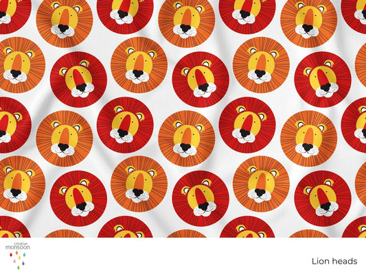 Lion Heads Surface Pattern Design for Fabric, Kids Products and Homewares