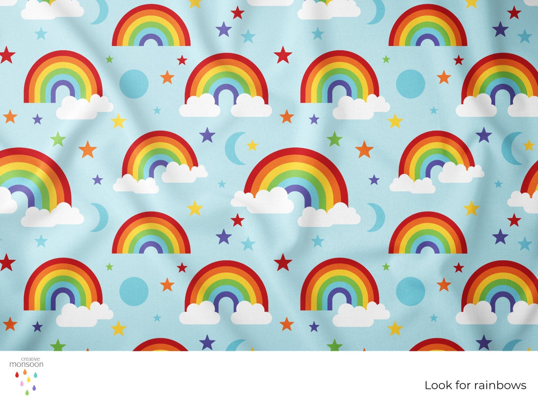 Look for Rainbows Surface Pattern Design for Fabric, Kids Products and Homewares