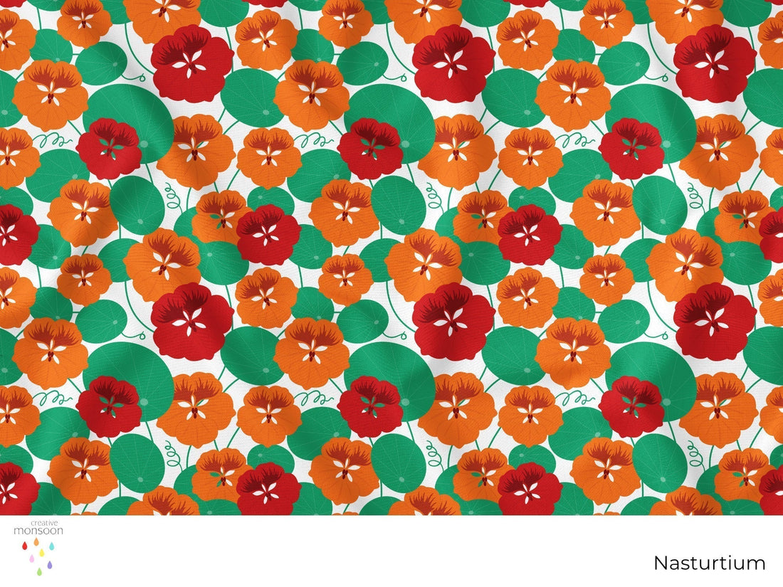 Nasturtium Floral Surface Pattern Design for Fabric, Homewares and Product Design
