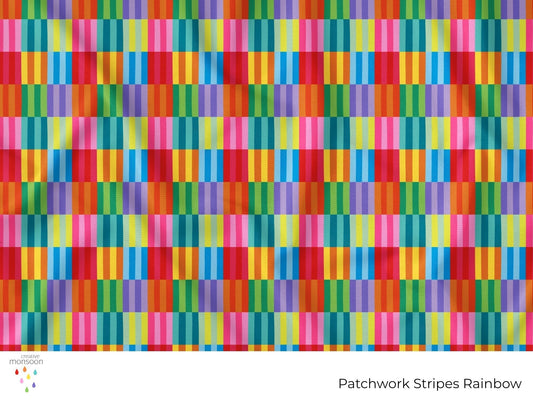 Rainbow Patchwork Stripes Surface Pattern Design for Fabric, Homewares and Product Design