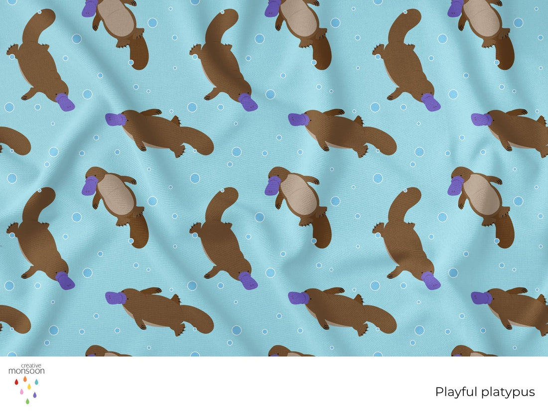 Playful Platypus Surface Pattern Design for Fabric, Kids Products and Homewares