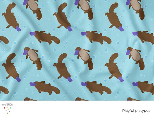 Playful Platypus Surface Pattern Design for Fabric, Kids Products and Homewares