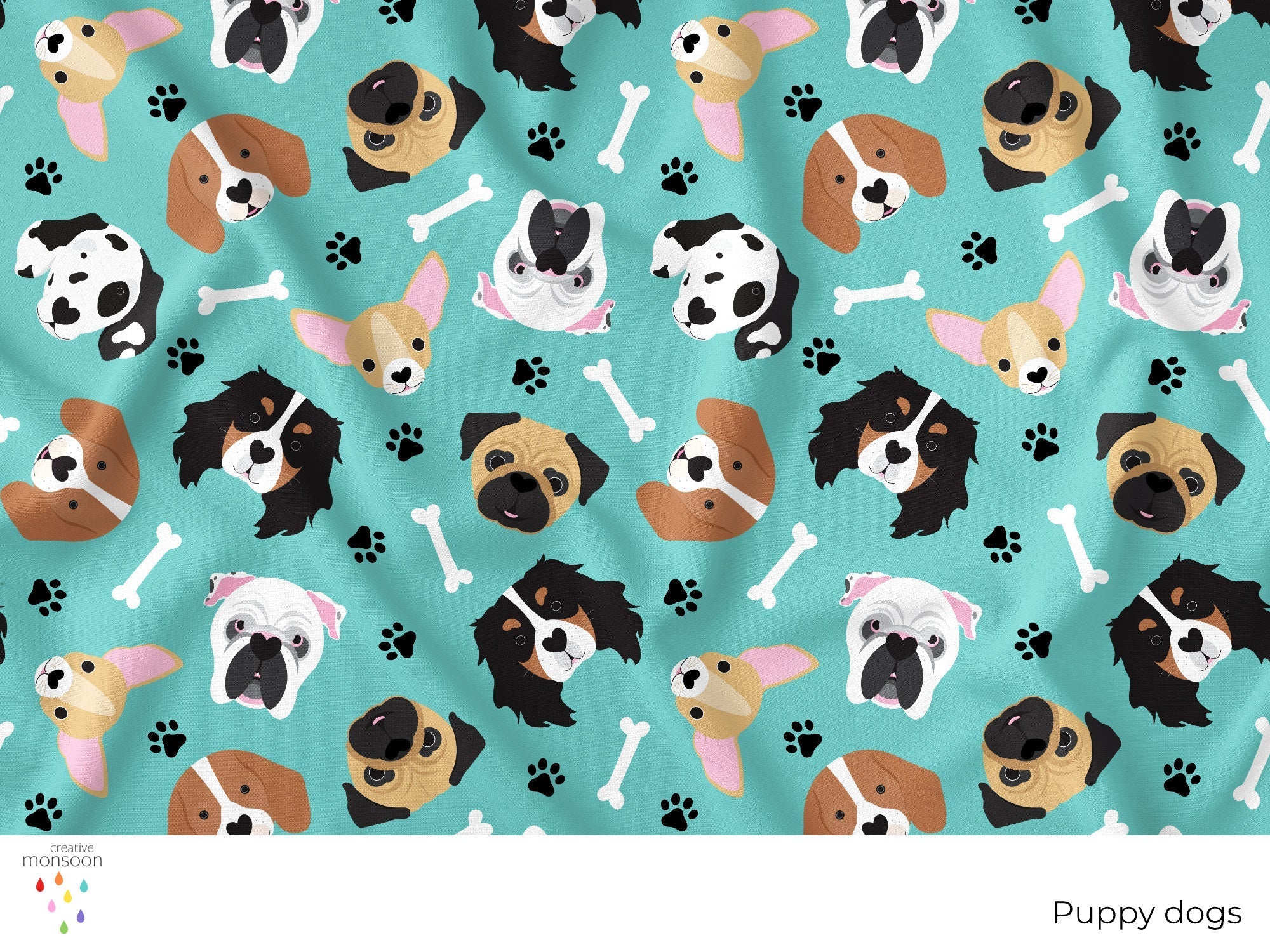 Puppy Dogs Surface Pattern Design for Fabric, Kids Products and Homewa ...