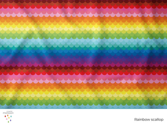 colourful rainbow scallop design by Australian surface pattern designer Creative Monsoon