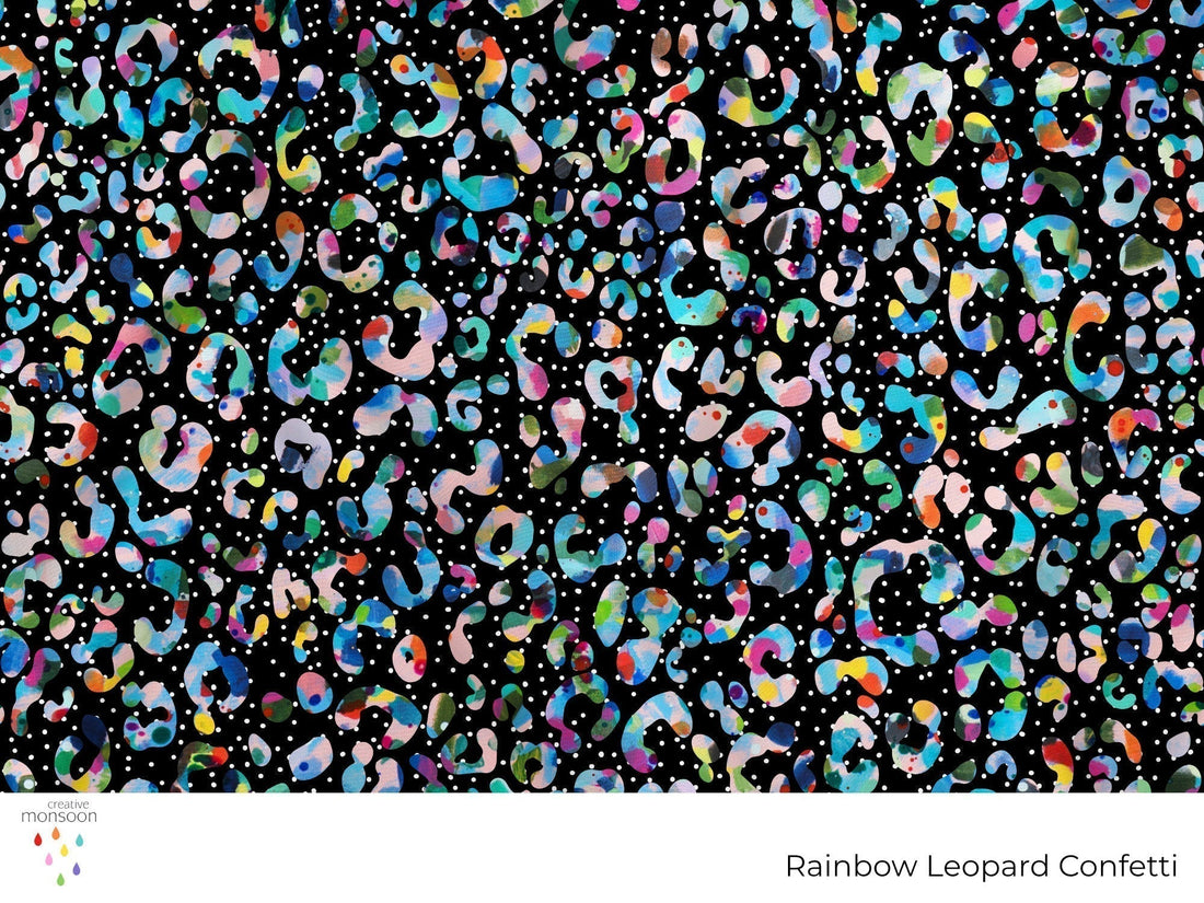 Rainbow Leopard Confetti Surface Pattern Design for Fabric, Fashion and Homewares