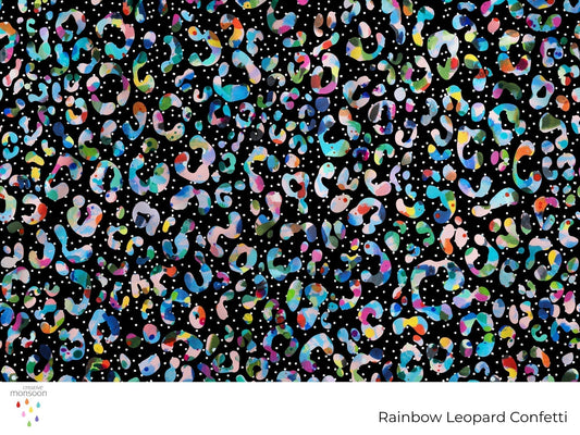 Rainbow Leopard Confetti Surface Pattern Design for Fabric, Fashion and Homewares