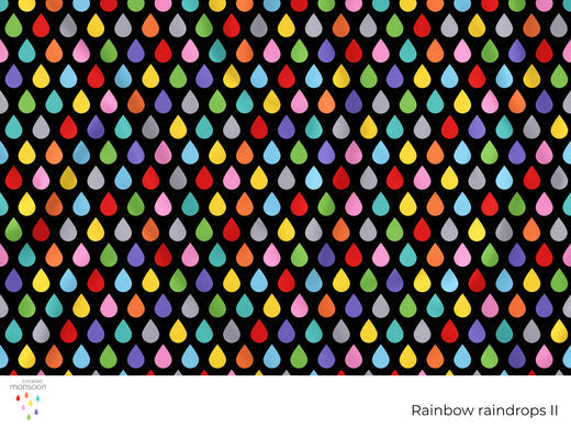 Rainbow Raindrops II Surface Pattern Design for Fabric, Kids Products and Homewares