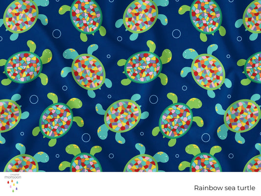 Rainbow Sea Turtles Surface Pattern Design for Fabric, Kids Products and Homewares