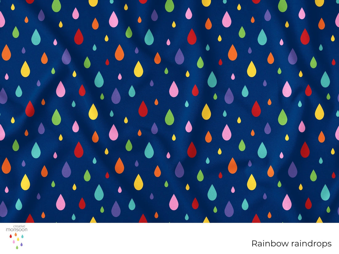 Rainbow Raindrops Surface Pattern Design for Fabric, Kids Products and Homewares