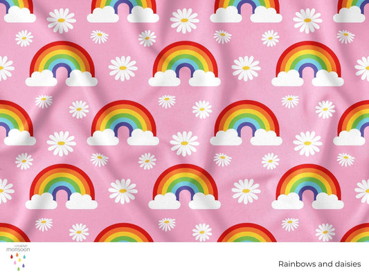 rainbow and daisies desing by Australian surface pattern designer Creative Monsoon