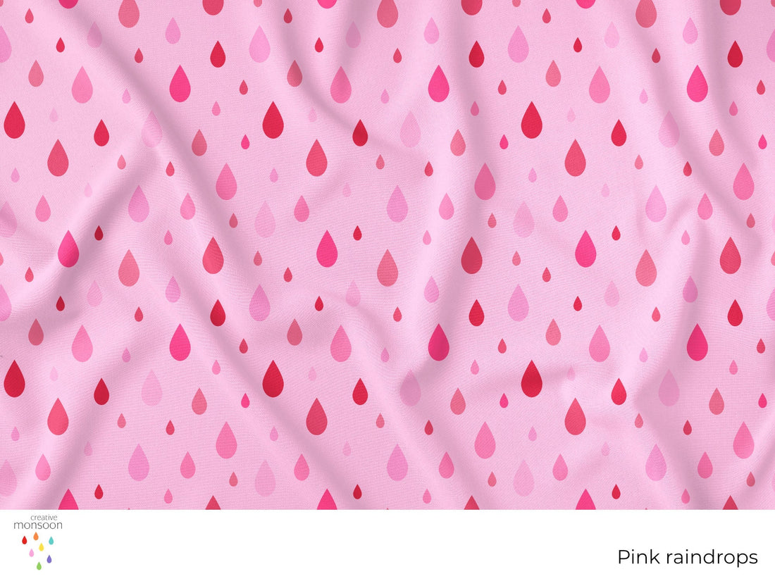 Pink Raindrops Surface Pattern Design for Fabric, Kids Products and Homewares