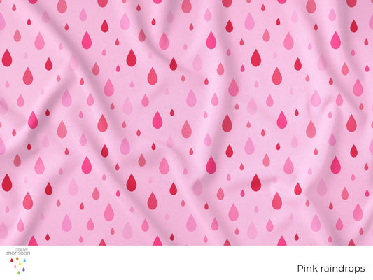 Pink Raindrops Surface Pattern Design for Fabric, Kids Products and Homewares