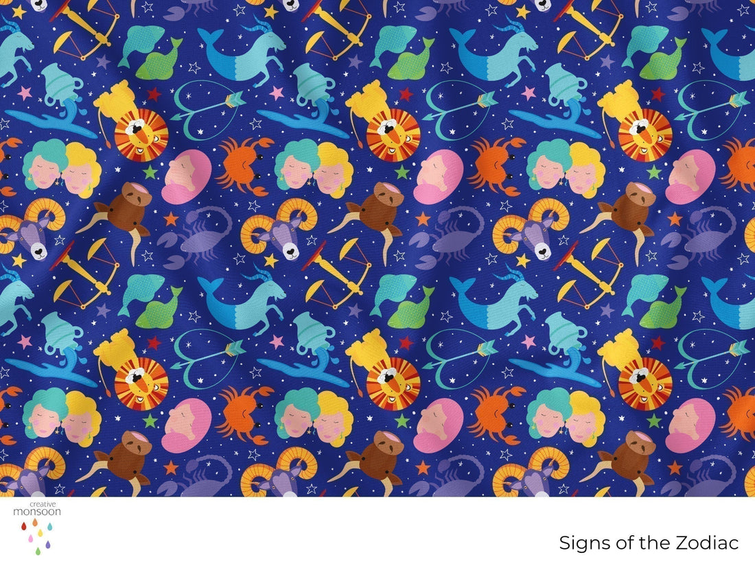Signs of the Zodiac Surface Pattern Design for Fabric, Homewares and Product Design