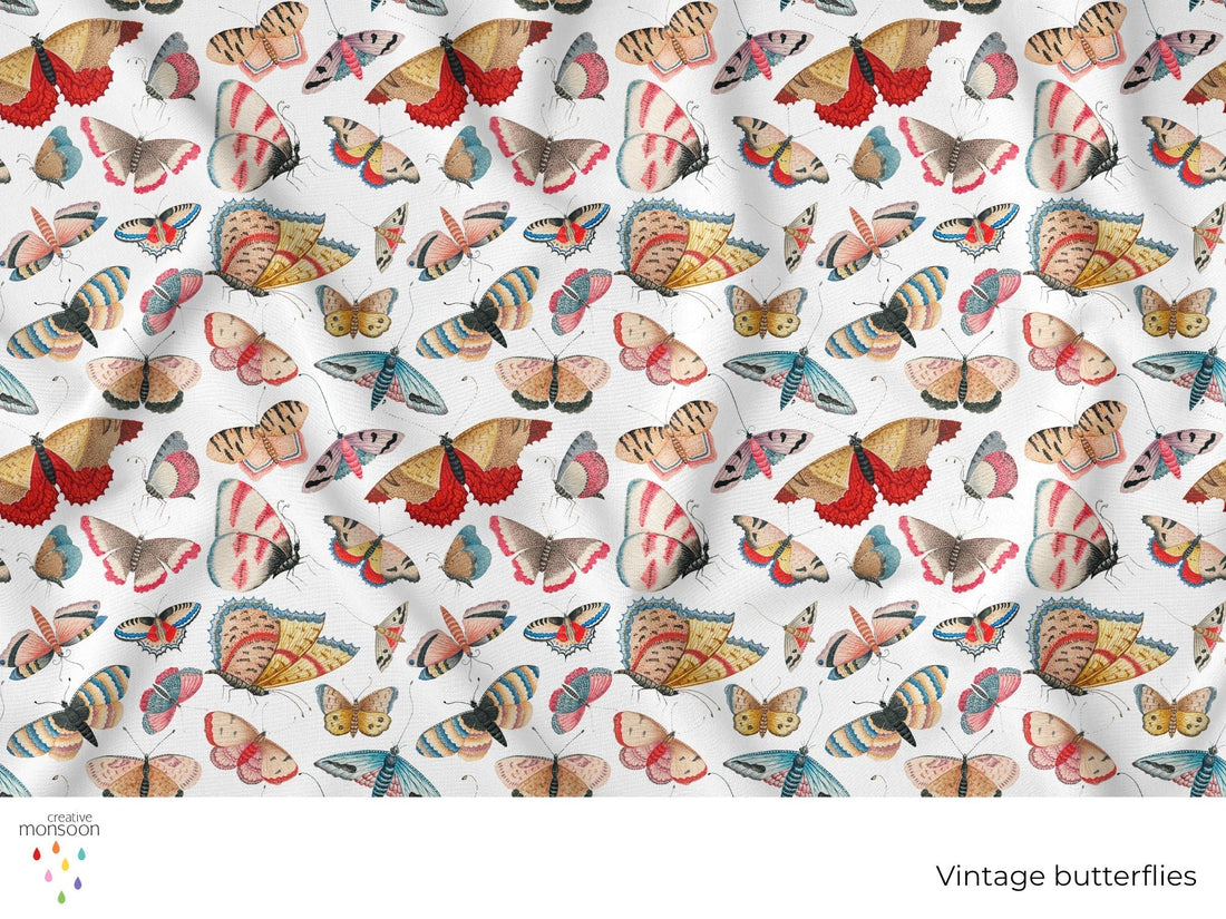 Vintage Butterflies Surface Pattern Design for Fabric, Homewares and Interiors