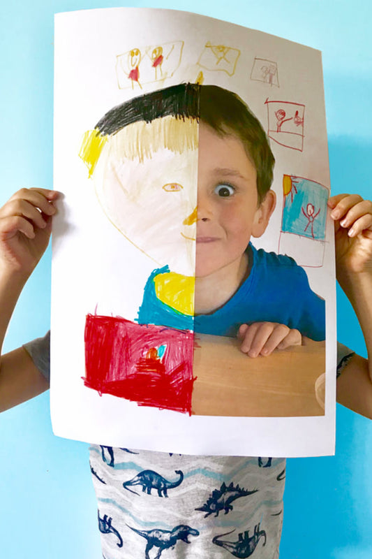 Half face self portrait for kids
