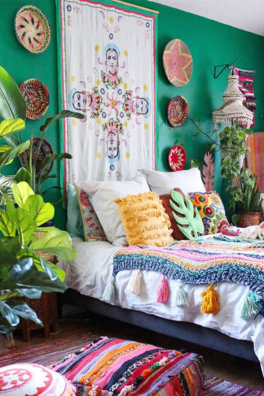 Tropical boho teen bedroom