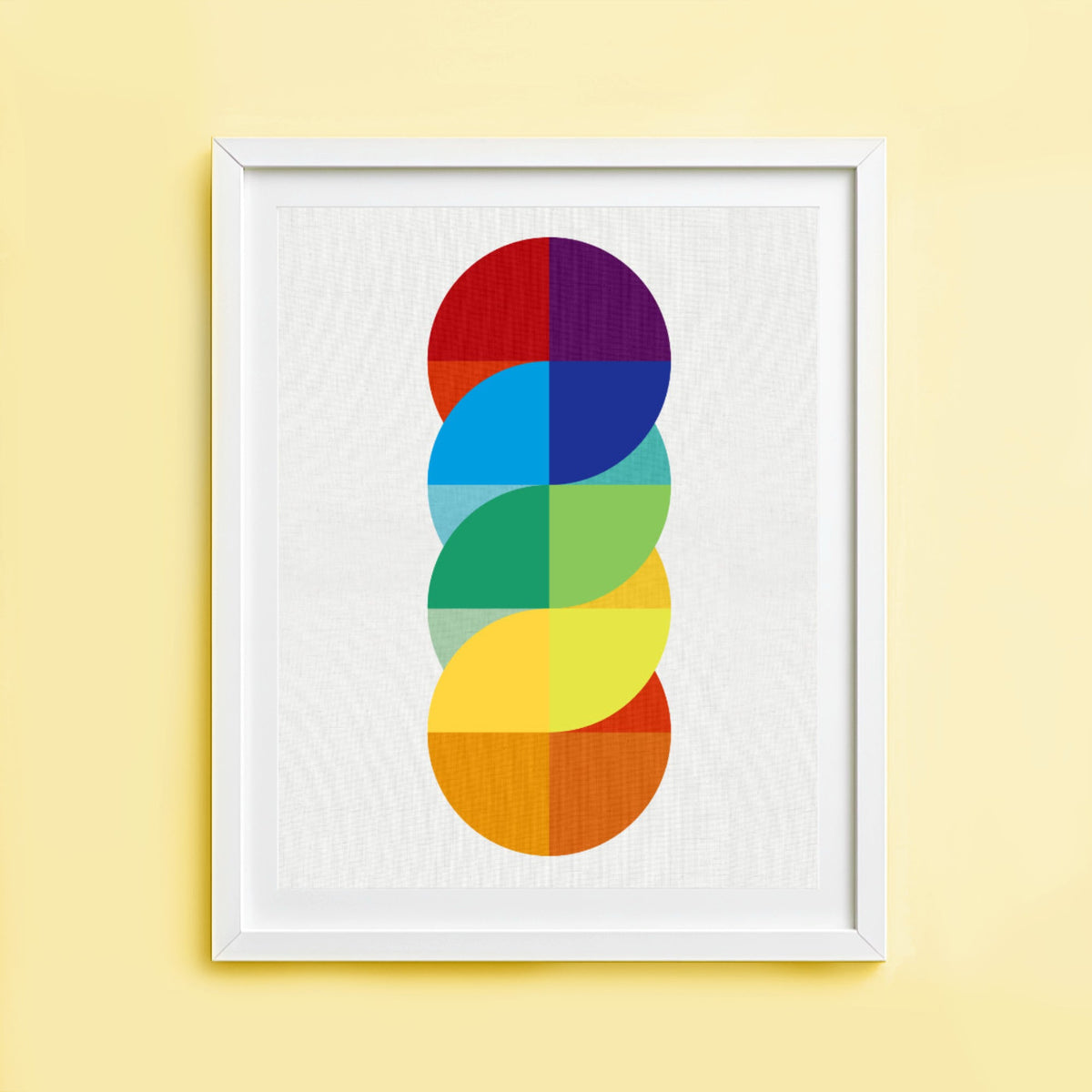 Colour Curve geometric art print with colourful connecting circles