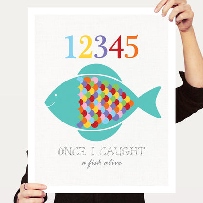 Person holding up 12345 once I caught a fish alive kids print