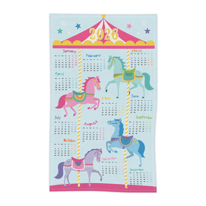 2026 Year of the Horse Carousel Tea Towel Calendar