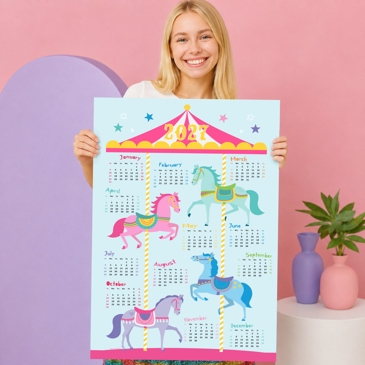 2027 Carousel Calendar Poster