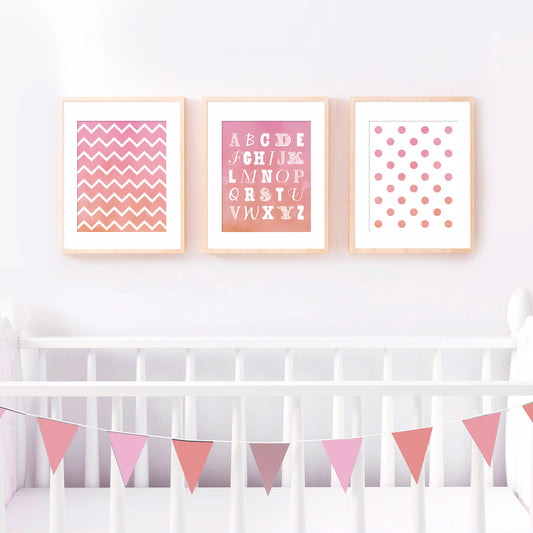 ABCs pink print set