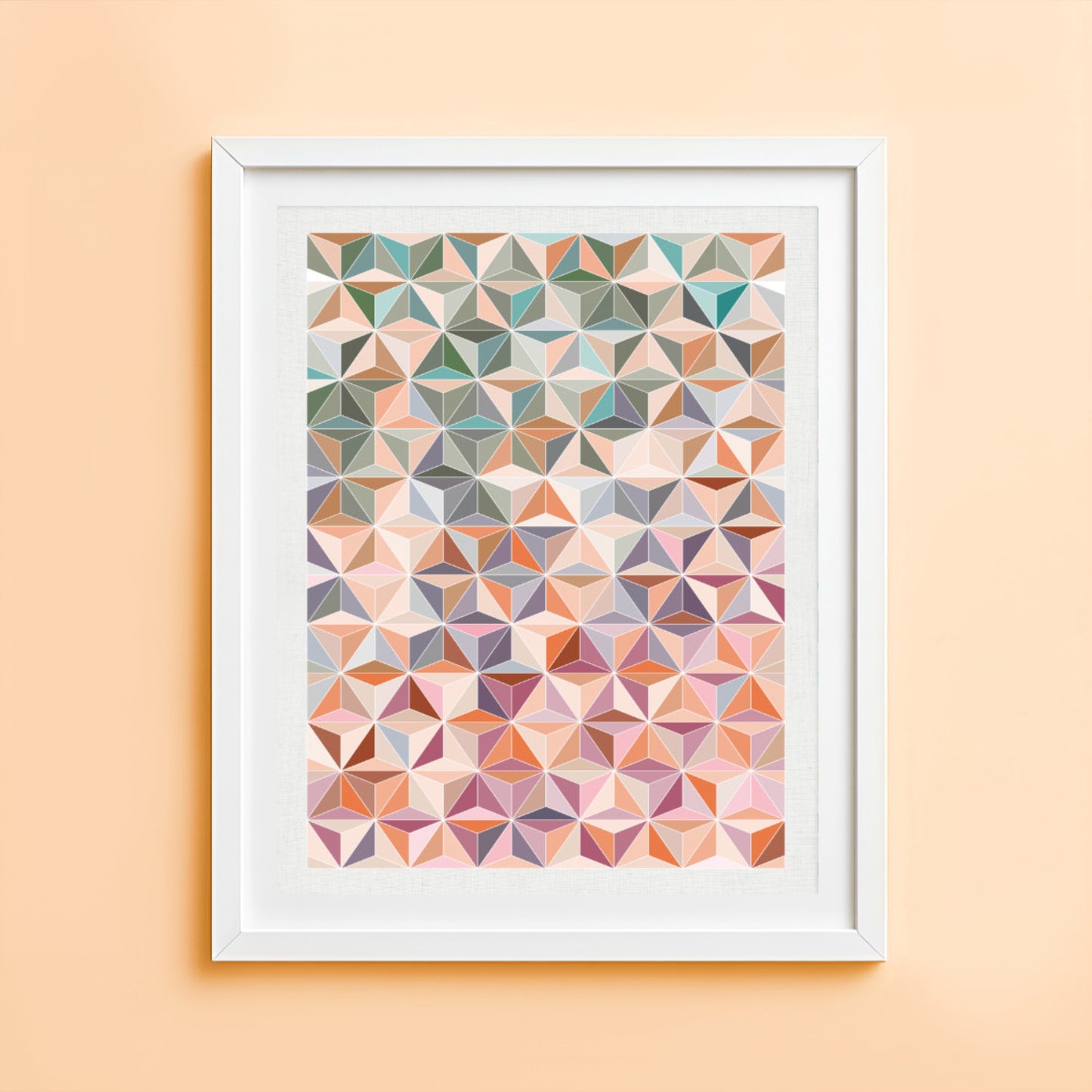 Colourful geometric wall art with star and cube pattern