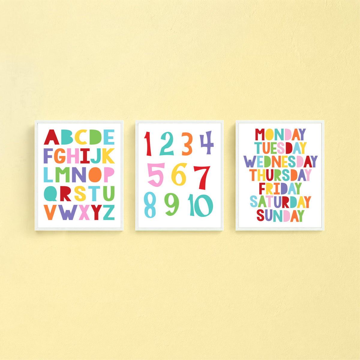 Colourful educational posters for kids room