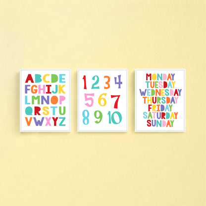 Colourful educational posters for kids room