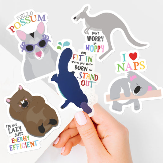 A mix of Australian animal themed cute stickers