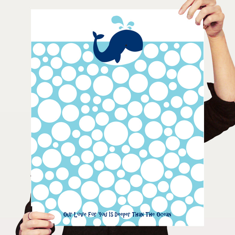 Blue whale signature guest book print