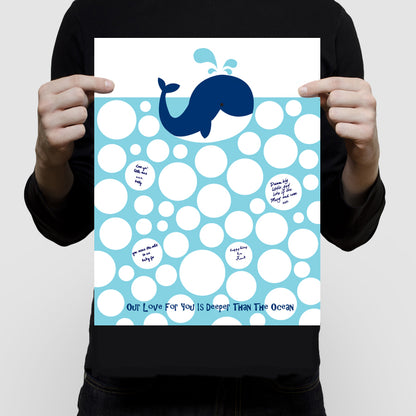 Blue whale signature guest book print