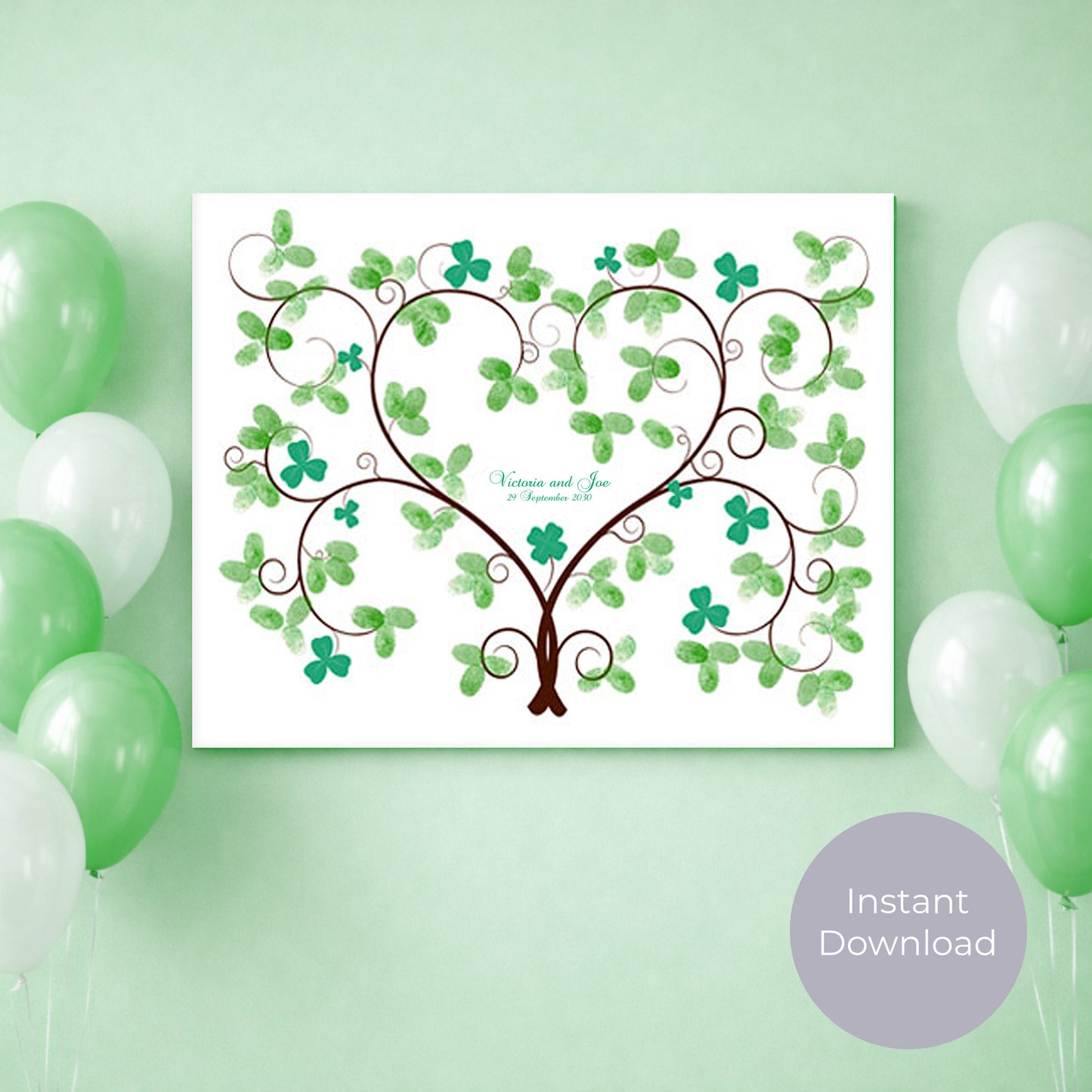 Lucky Shamrock Fingerprint Guest Book Alternative – Wedding Digital Download