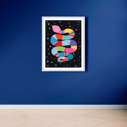Cosmic Rainbow Serpent Snake Art Print