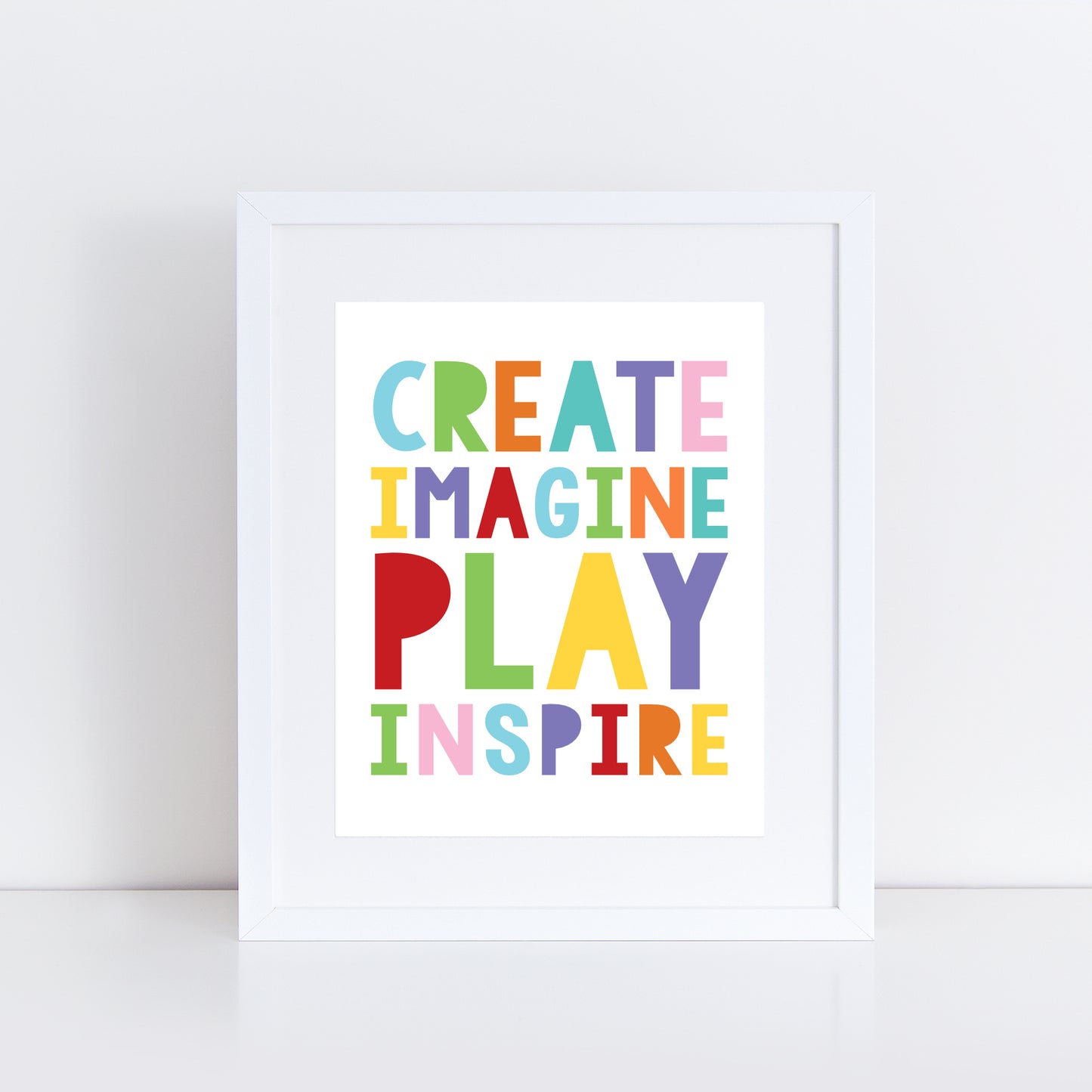 Create, Imagine, Play, Inspire" playroom art print